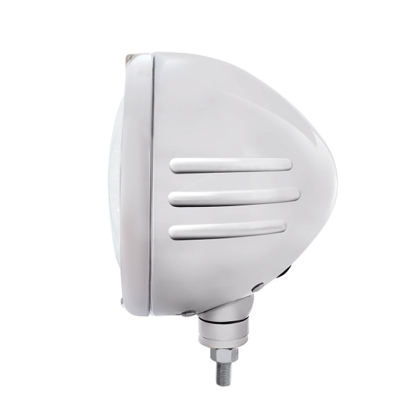 Stainless Steel Classic Embossed Stripe Headlight 11 LED Bulb & Dual Mode LED Signal - Clear Lens