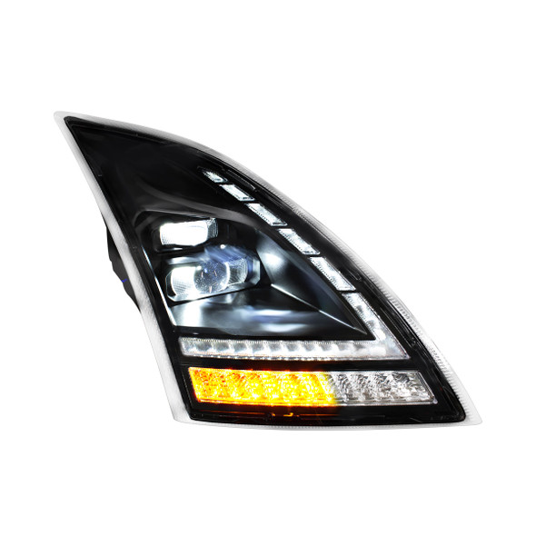 Blackout Full LED Headlight  With Switchable Sequential Turn Signal. 2018-2024 Volvo VNL-Passenger