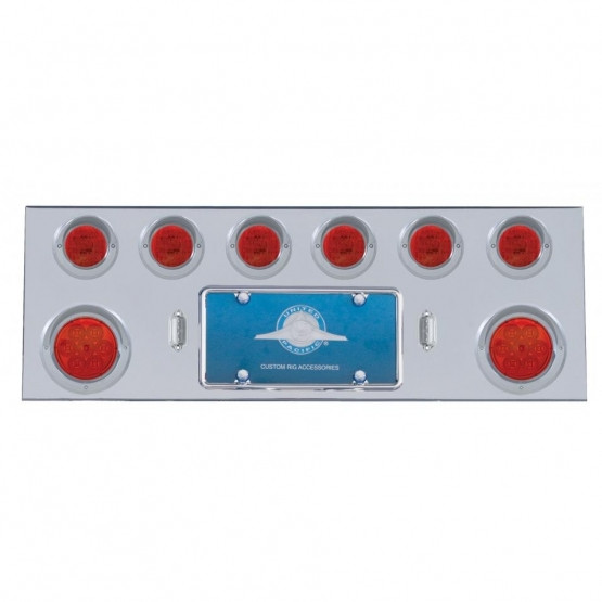 SS Rear Center Panel With 2X 7 LED 4" Reflector Light & 6X 13 LED 2.5" Light & Visor -Red LED & Lens
