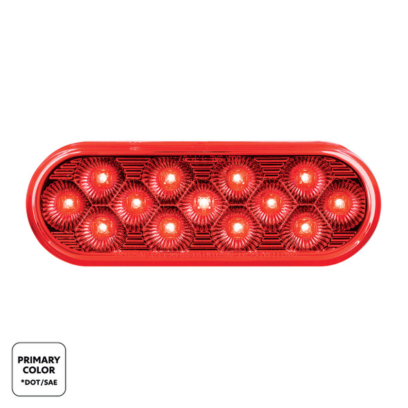 13 LED 6" Oval Double Fury Light (Stop & Turn)-Red & Blue LED/Clear Lens