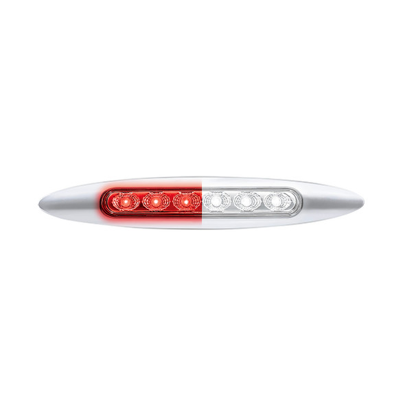 Double Fury 6 LED 6" Dual Function Marker Light With Chrome Bezel-Red & White/Clear Lens