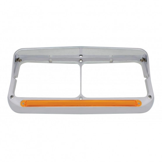 24 LED Rectangular Dual Headlight Bezel With Visor & GloLight - Amber LED/Amber Lens