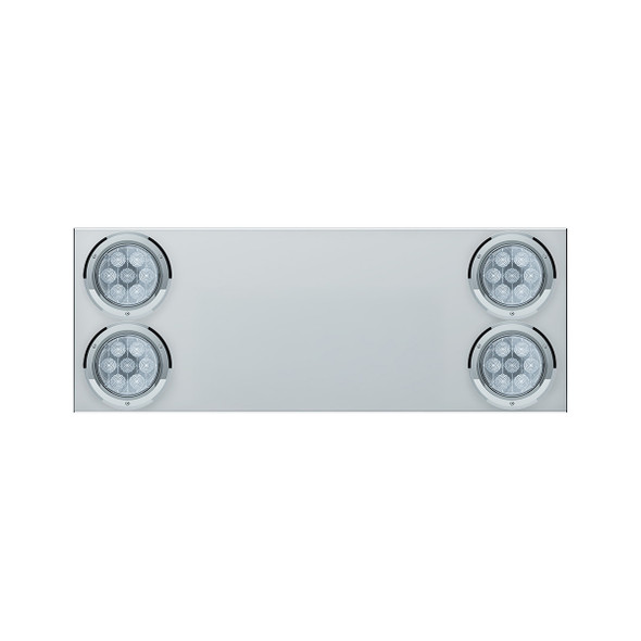 33-3/4" Stainless Rear Center Panel With Four 7 LED 4" Light & Bezel (No LP Holes)- Red LED/Clear Lens - CS