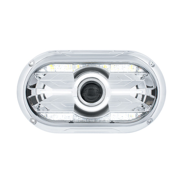 Full LED Projector One-Piece Style Chrome Headlight For Dual 5-3/4" Headlight Housing