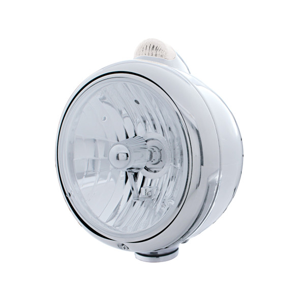 Stainless Steel Guide 682-C Headlight Crystal H4 & Dual Mode LED Signal - Clear Lens