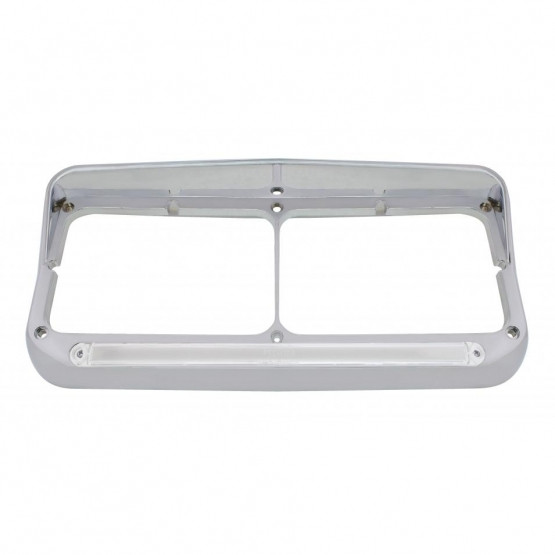 24 LED Rectangular Dual Headlight Bezel With Visor & GloLight - Amber LED/Clear Lens