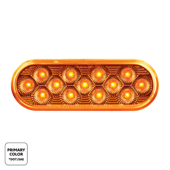 13 LED 6" Oval Double Fury Light (Turn Signal)-Amber & Blue LED/Clear Lens