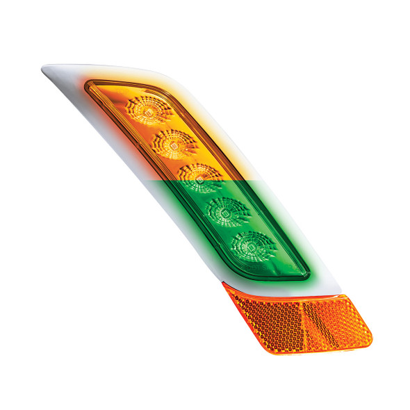 Double Fury 5 LED Fender Turn Signal Light For 2012-2021 Peterbilt 579-Amber & Green LED,Passenger