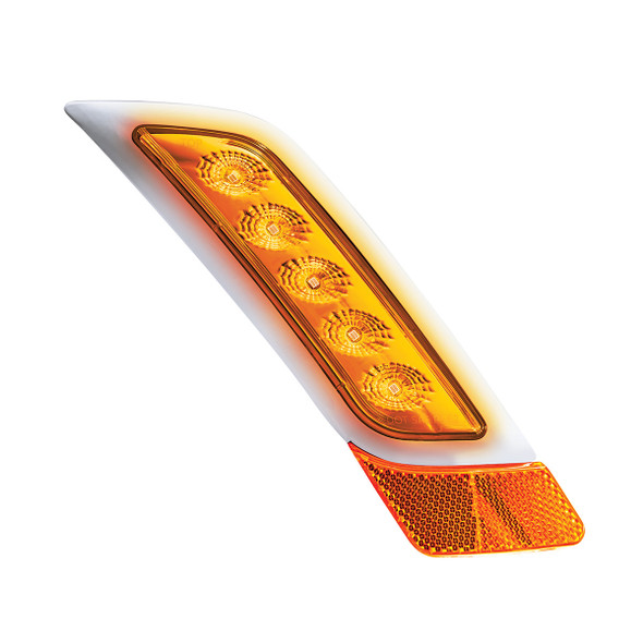 Double Fury 5 LED Fender Turn Signal Light For 2012-2021 Peterbilt 579-Amber & Green LED,Passenger