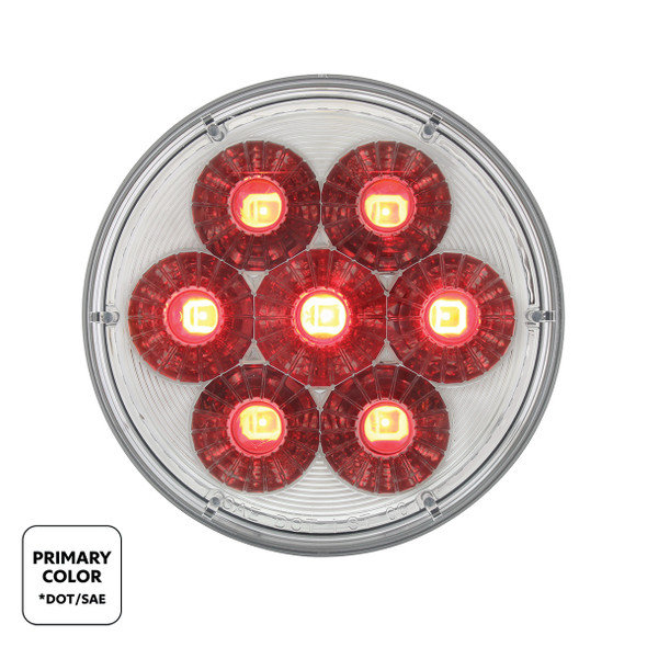 14  LED 4" Round Double Fury Light (Stop, Turn & Tail) - Red & White LED/Clear Lens