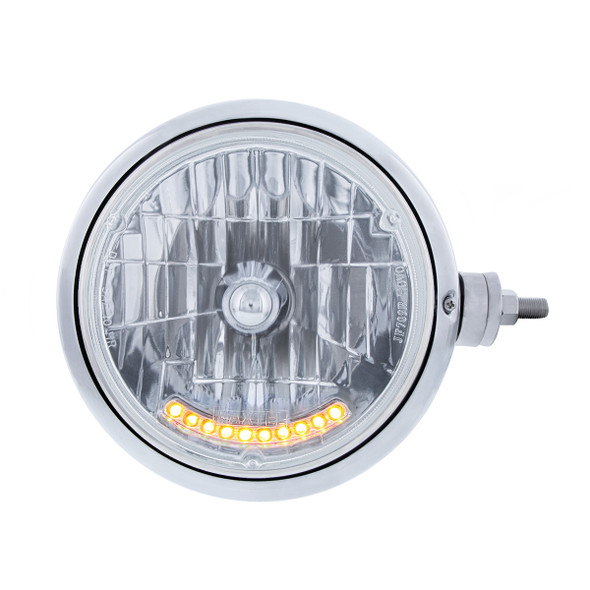Chrome Guide 682-C Style Headlight Assembly W/Crystal Lens & 10 LEDs Position Light - R/H (Horizontal Mount)