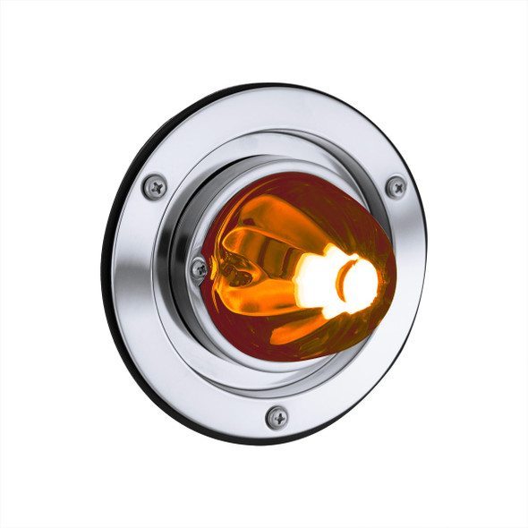 Dual Function Glass Watermelon Sleeper Bunk Kit With 304 SS Bezel & LED Bulb-Dark Amber Lens/Amber LED