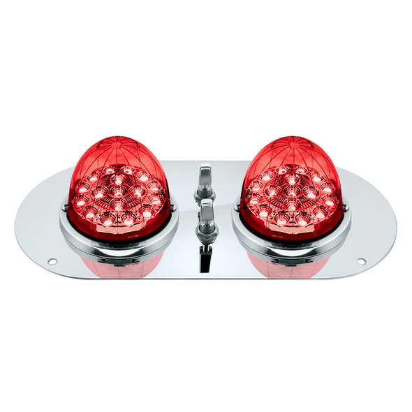 304 SS Above Door Dome Light Kit With 2 X 17 LED Double Fury Watermelon For KW & PB Trucks-Red & Blue LED