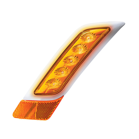 Double Fury 5 LED Fender Turn Signal Light For 2012-2021 Peterbilt 579-Amber & White LED,Driver