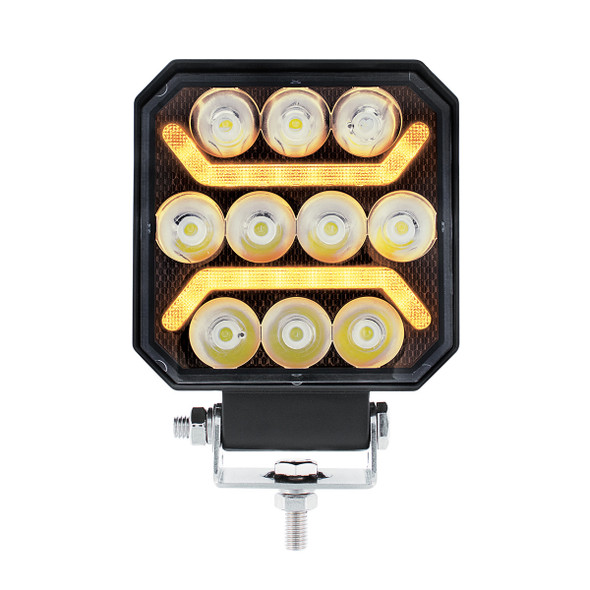 10 LED High Power LED Work Light With "U" Light Guide-Amber