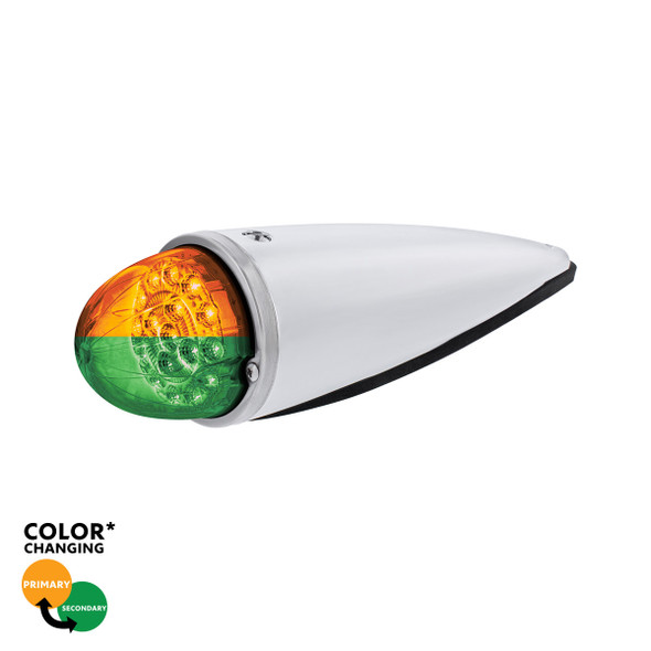 Double Fury 17 LED Dual Function Watermelon Torpedo Cab Light-Amber & Green LED/Clear Lens