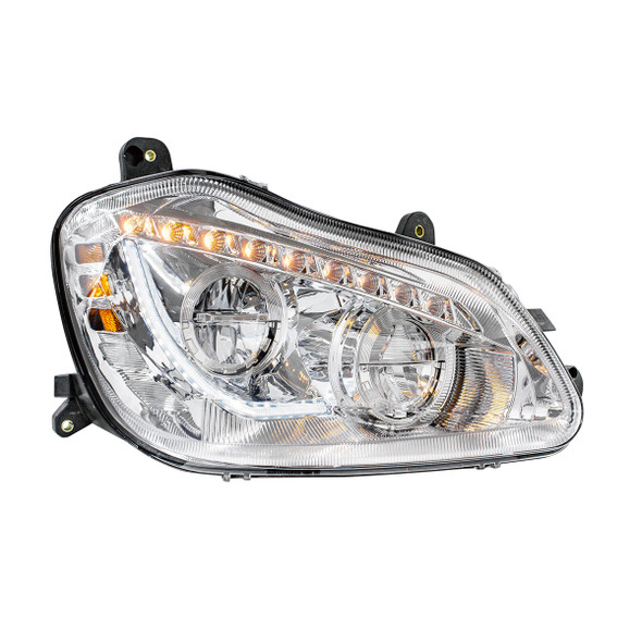 High Power 45 LED Chrome Headlight With Sequential Turn Signal For 2013-2021 Kenworth T680-Passenger