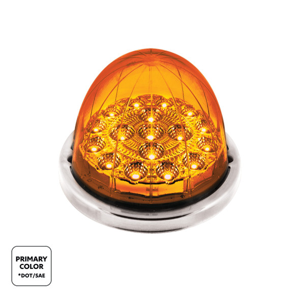 17 LED Watermelon Dual Function Double Fury Light Flush Mount Kit With Low Profile SS Bezel-Amber & Blue LED
