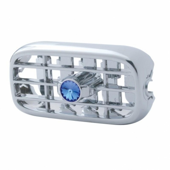 41249-UP CHROME PLASTIC A/C VENT WITH COLOR CRYSTAL FOR PETERBILT (2006+) - BLUE CRYSTAL