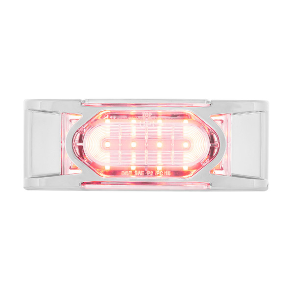 16 LED Reflector Light (Clearance/Marker) With Chrome Bezel - Red LED/Clear Lens