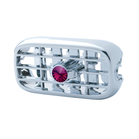 41252-UP CHROME PLASTIC A/C VENT WITH COLOR CRYSTAL FOR PETERBILT (2006+) - PURPLE CRYSTAL