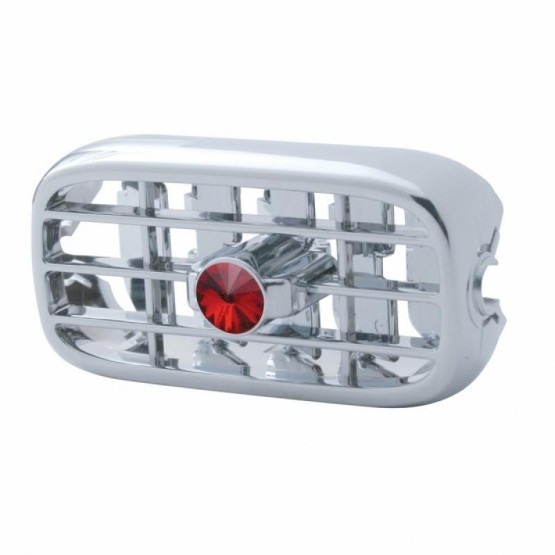 41253-UP CHROME PLASTIC A/C VENT WITH COLOR CRYSTAL FOR PETERBILT (2006+) - RED CRYSTAL