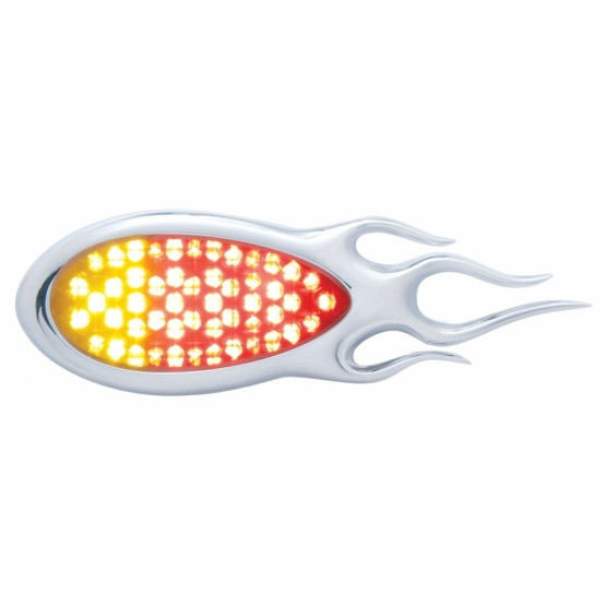 51 LED Duo "Inferno" Auxiliary/Utility Light With Flame Bezel - Red+Amber LED/Clear Lens