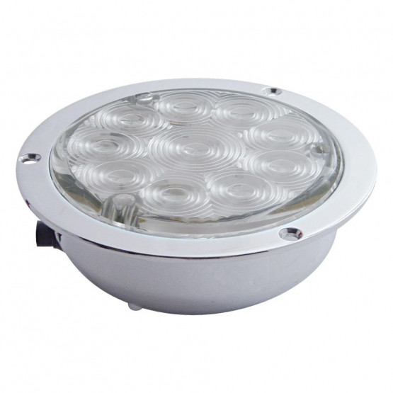10 LED 4" Round Flange Mount Light (Stop, Turn & Tail) - Red LED/Clear Lens