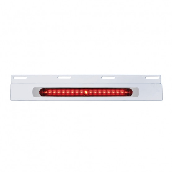 Stainless Top Mud Flap Plate With 19 LED 17" Light Bar & Bezel - Red LED/Red Lens (Each)