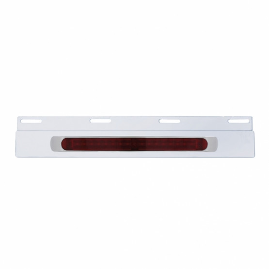 Stainless Top Mud Flap Plate With 19 LED 17" Light Bar & Bezel - Red LED/Red Lens (Each)