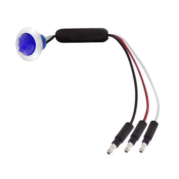 3 LED Dual Function 3/4" Mini Light (Clearance/Marker) With Crystal Lens-Blue LED/Blue Lens