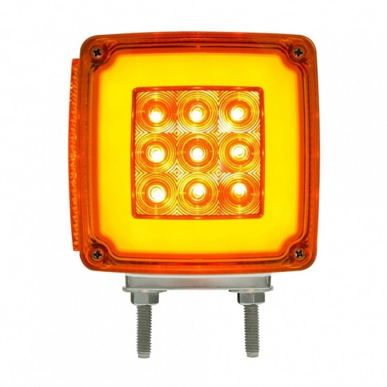 53 LED Double Stud Double Face GloLight With Side Marker (Turn Signal) Passenger - Amber & Red LED/Amber & Red Lens