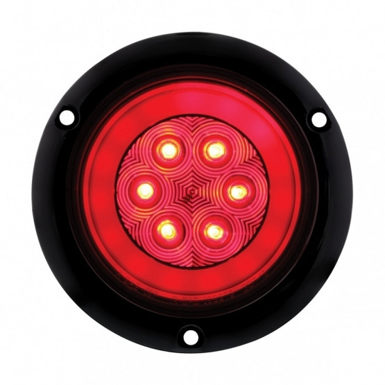 21 LED 4" Round Flange Mount GloLight (Stop, Turn & Tail) - Red LED/Red Lens