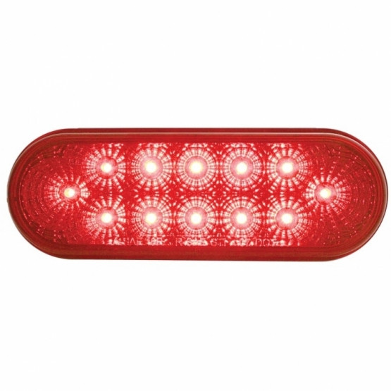 12 LED 6" Oval Reflector Light Kit (Stop, Turn & Tail) - Red LED/Red Lens