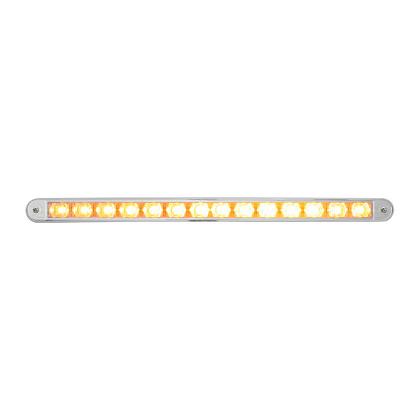 14 LED 12" Auxiliary Warning Light Bar With Bezel - Amber LED/Clear Lens