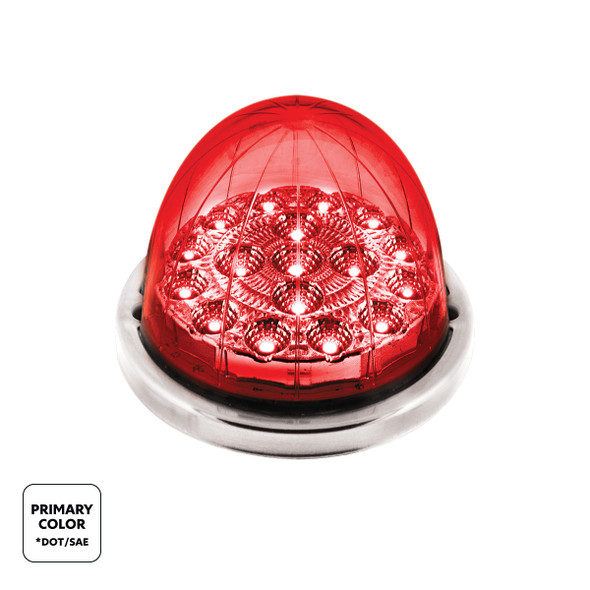 17 LED Watermelon Dual Function Double Fury Light Flush Mount Kit With Low Profile SS Bezel-Red & Green LED