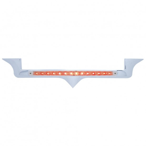 Chrome Hood Emblem Trim With 14 LED Light Bar For Kenworth - Red LED/Clear Lens