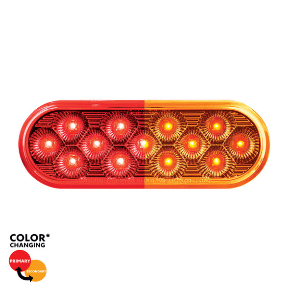 13 LED 6" Oval Double Fury Light (Stop & Turn)-Red & Amber LED/Clear Lens