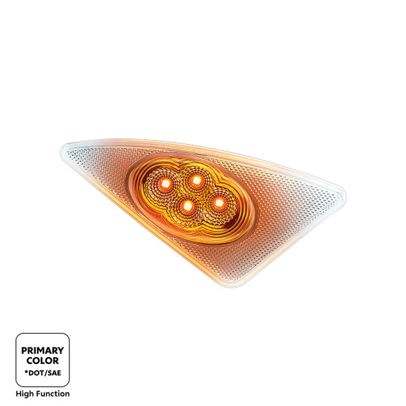 Double Fury 4 LED Fender Signal Light For 2008-2017 Kenworth T660-Amber & Blue LED, Passenger