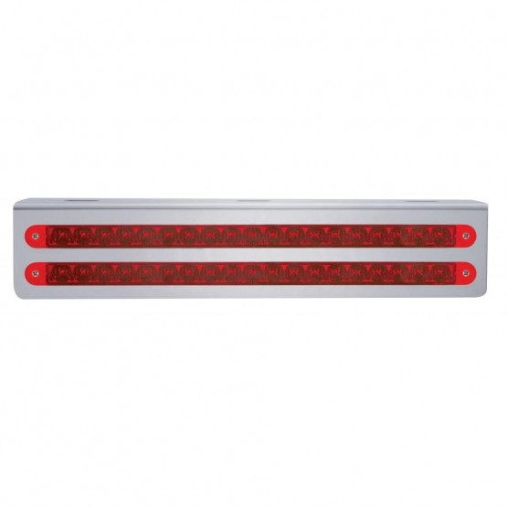 12-3/4" Stainless Light Bracket With 2X 19 LED 12" Light Bars - Red LED/Red Lens