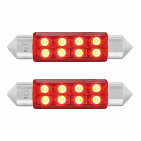 8 SMD High Power Micro LED 211-2 Dome Light Bulb - Red (2-Pack)