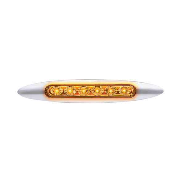 Double Fury 6 LED 6" Dual Function Marker Light With Chrome Bezel-Amber & Red/Clear Lens