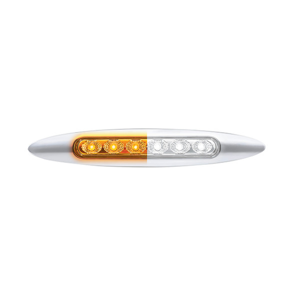 Double Fury 6 LED 6" Dual Function Marker Light With Chrome Bezel-Amber & White/Clear Lens
