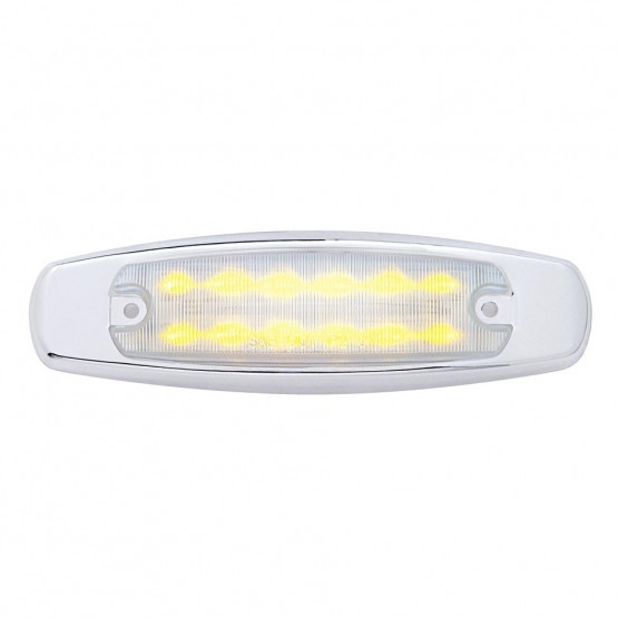 12 LED Rectangular Light (Clearance/Marker) With Chrome Bezel - Amber LED/Clear Lens