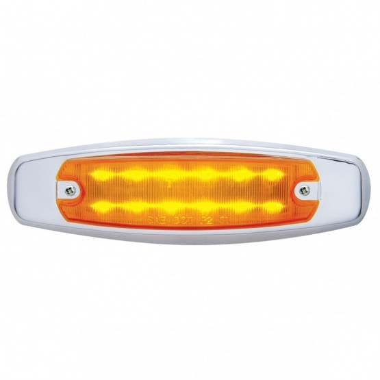 12 LED Rectangular Light (Clearance/Marker) With Chrome Bezel - Amber LED/Amber Lens