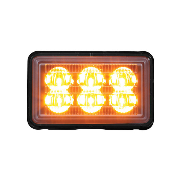 6 High Power LED Rectangular Warning Light With Bracket - Amber LED (Bulk)