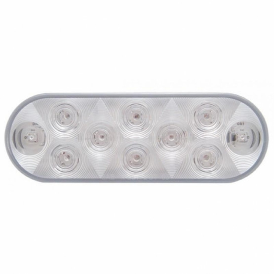 10 LED 6" Oval Auxiliary/Utility Light - White LED/Clear Lens (Bulk)