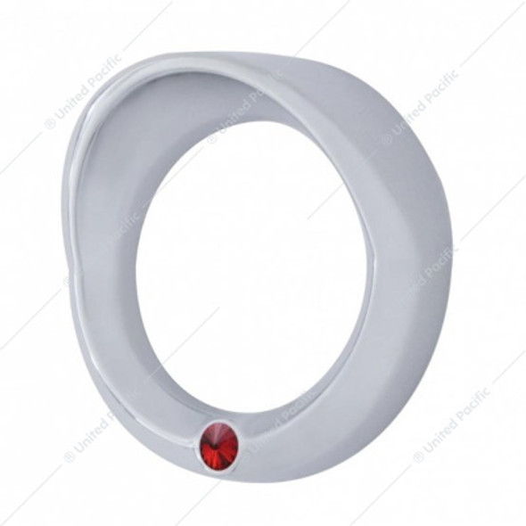 40684-UP SIGNATURE SERIES SMALL GAUGE BEZEL WITH VISOR FOR 2006+ PETERBILT - RED CRYSTAL