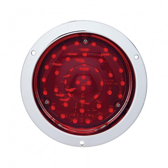 40 LED 4" Round Flange Mount Deep-Dish Light (Stop, Turn & Tail) - Red LED/Red Lens