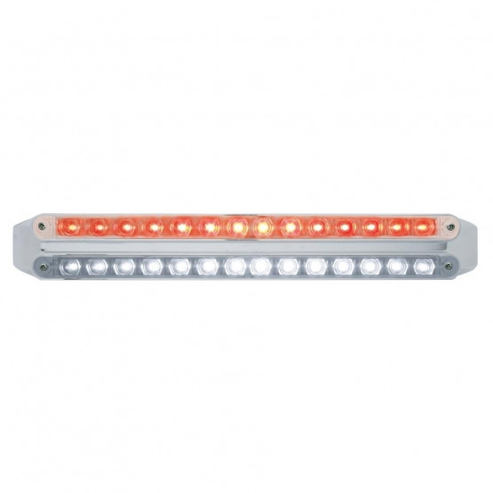 Dual 14 LED 12" Light Bars - Red & White LED/Clear Lens